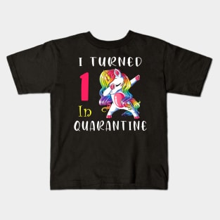 I Turned 1 in quarantine Cute Unicorn Dabbing Kids T-Shirt